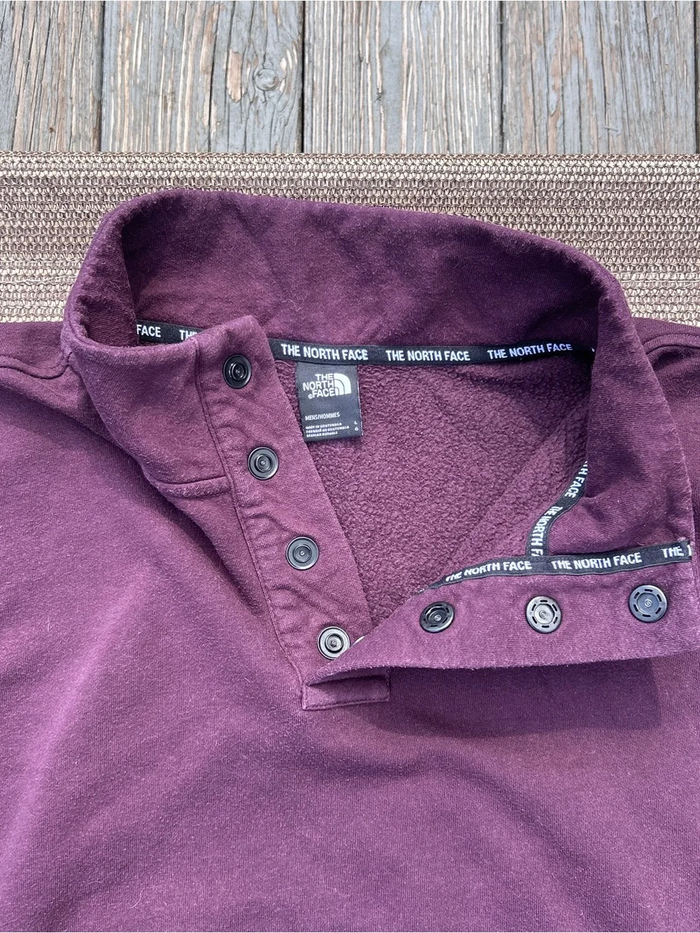 The North Face Men’s Large Burgundy Maroon 4-Snap Pullover Fleece Sweatshirt